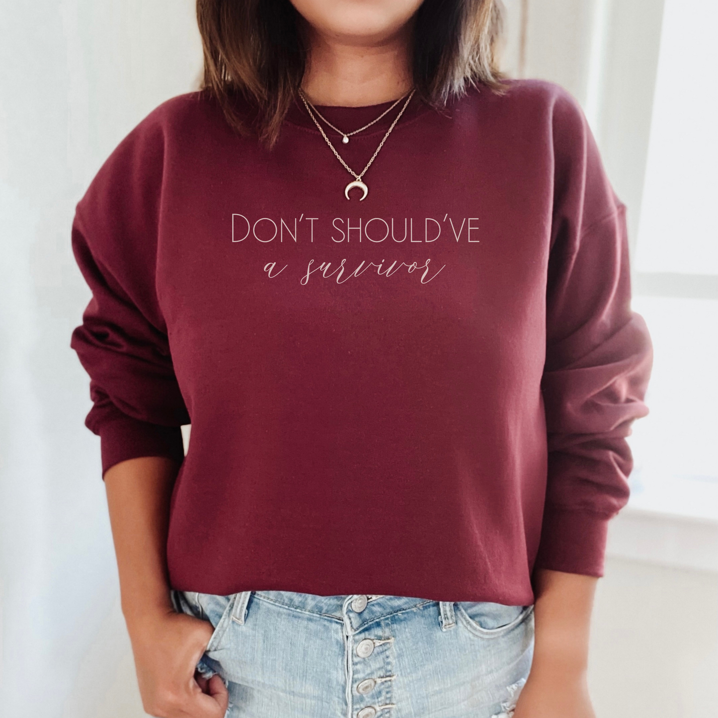 The bold and impactful slogan, "Don't Should've A Survivor," sends a clear message against the harmful practice of victim blaming. By wearing this shirt, you become an advocate for change, contributing to a culture of empathy, understanding, and respect. Perfect for survivors of abuse and trauma, victim advocates, and mental health advocates.