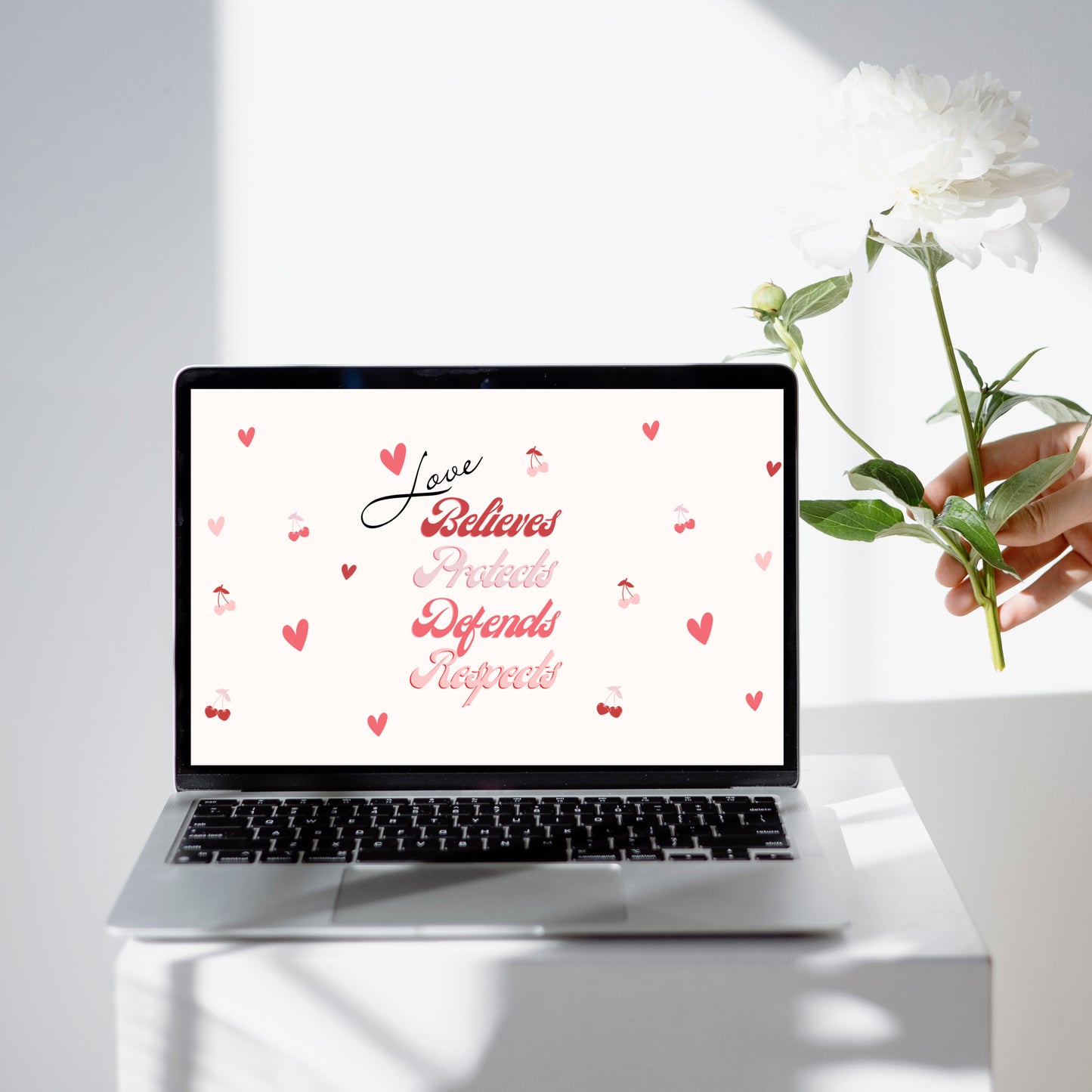 Proudly display the phrase "Love Believes Protects Defends Respects" in a beautiful red and pink retro font. Let your device be a beacon of empowerment reminding everyone what true love is for a survivor. Make your devices your daily affirmations.