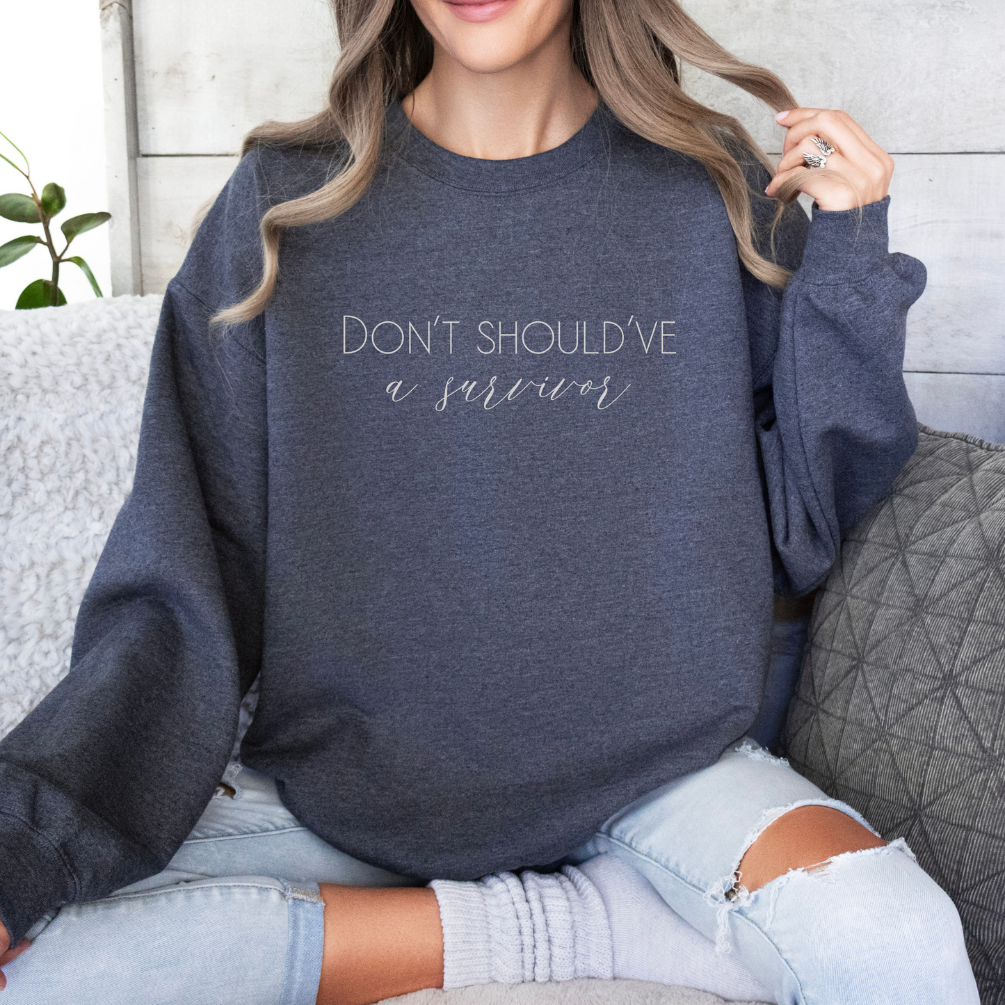 The bold and impactful slogan, "Don't Should've A Survivor," sends a clear message against the harmful practice of victim blaming. By wearing this shirt, you become an advocate for change, contributing to a culture of empathy, understanding, and respect. Perfect for survivors of abuse and trauma, victim advocates, and mental health advocates.