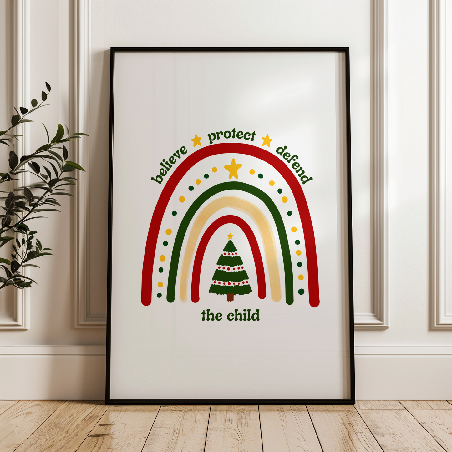 Believe Protect Defend The Child Holiday Rainbow Wall Art Print Digital Download Poster Gift For Child Advocate Childrens Mental Health Empowering Child Advocacy Office Art Print, Teachers, therapists, and counselors creating safe spaces for children.