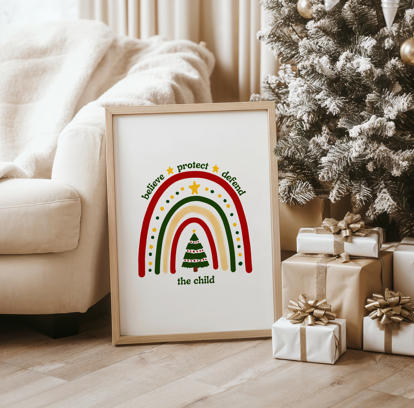 Believe Protect Defend The Child Holiday Rainbow Wall Art Print Digital Download Poster Gift For Child Advocate Childrens Mental Health Empowering Child Advocacy Office Art Print, Teachers, therapists, and counselors creating safe spaces for children.