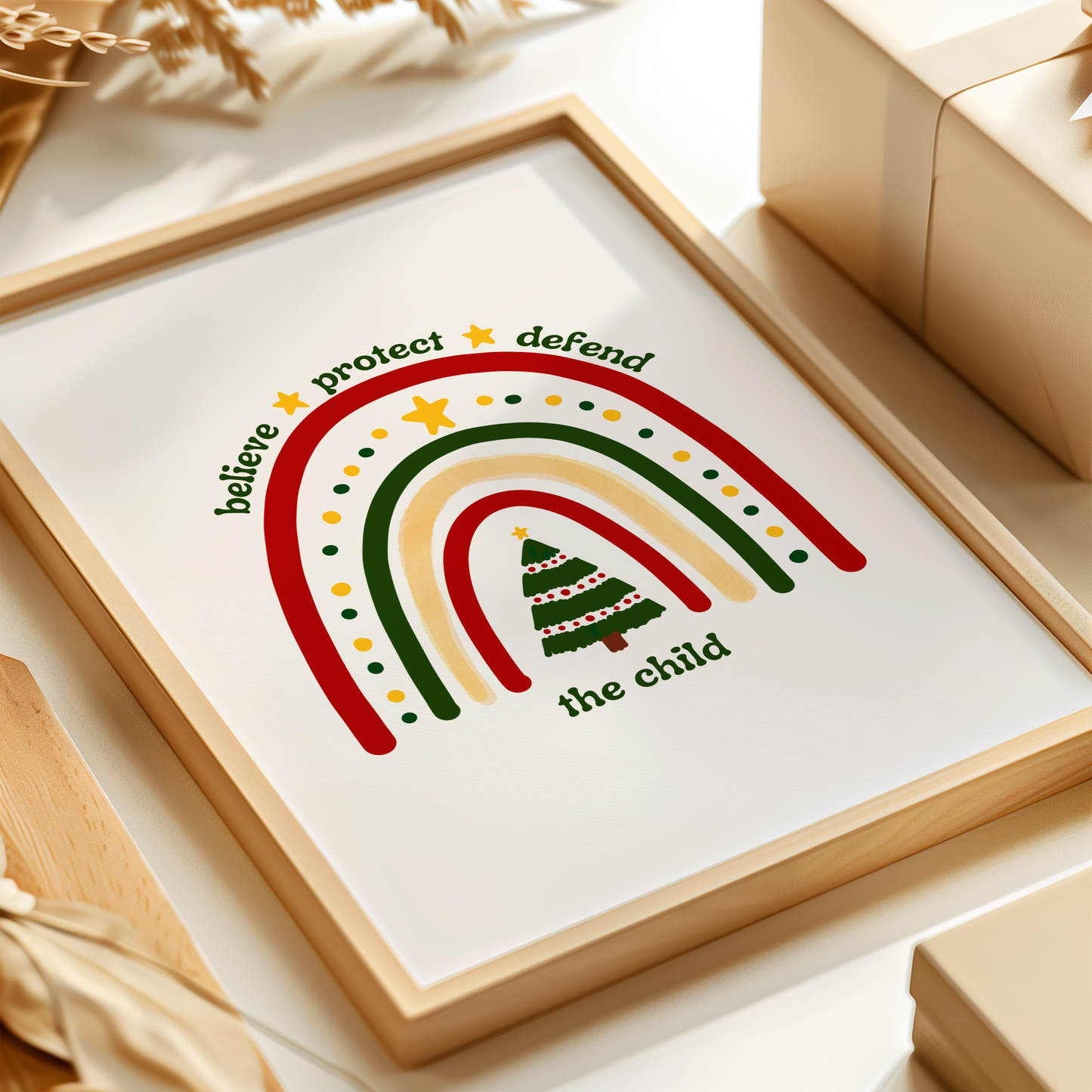 Believe Protect Defend The Child Holiday Rainbow Wall Art Print Digital Download Poster Gift For Child Advocate Childrens Mental Health Empowering Child Advocacy Office Art Print, Teachers, therapists, and counselors creating safe spaces for children.
