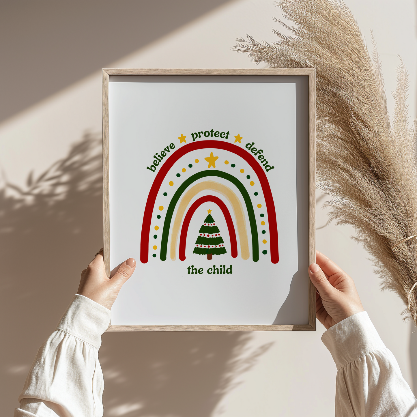 Believe Protect Defend The Child Holiday Rainbow Wall Art Print Digital Download Poster Gift For Child Advocate Childrens Mental Health Empowering Child Advocacy Office Art Print, Teachers, therapists, and counselors creating safe spaces for children.