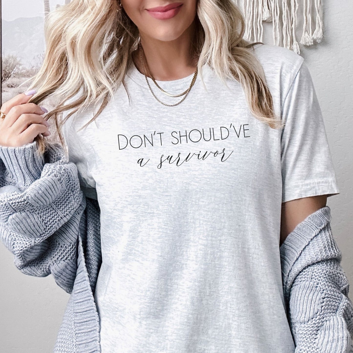 The bold and impactful slogan, "Don't Should've A Survivor," sends a clear message against the harmful practice of victim blaming. By wearing this shirt, you become an advocate for change, contributing to a culture of empathy, understanding, and respect. Perfect for survivors of abuse and trauma, victim advocates, and mental health advocates.