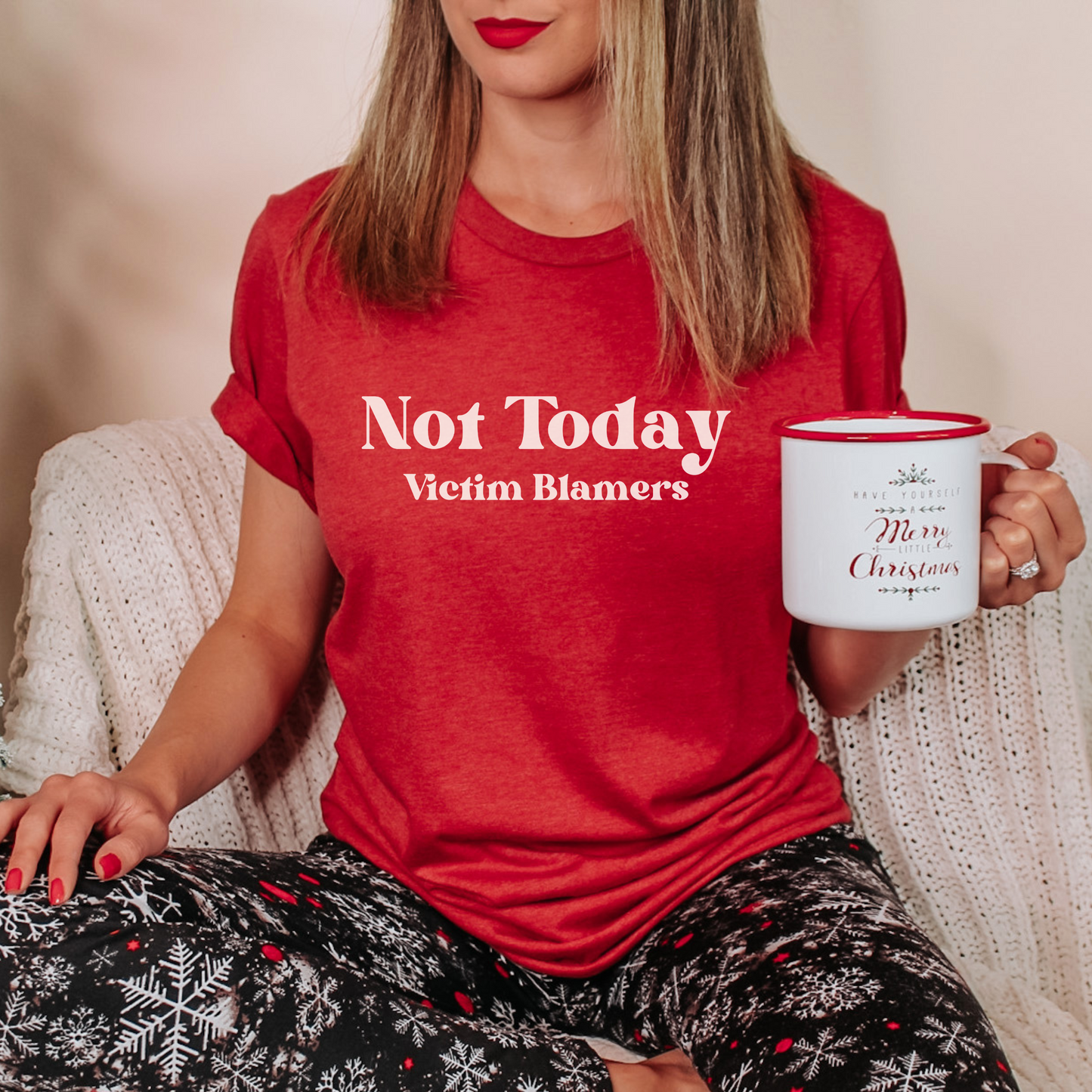 Heather Red Empowerment Tee for Advocates and Survivors