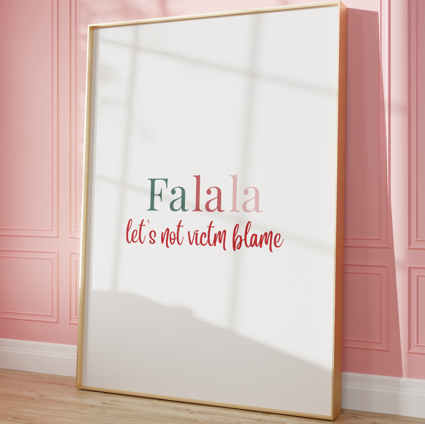 This Fa La La Let’s Not Victim Blame holiday wall art digital download is designed to add festive cheer with a powerful message. Perfect for survivors, advocates, and mental health supporters, this printable holiday decor encourages empathy, awareness, and support for those affected by trauma, abuse, and mental health struggles.