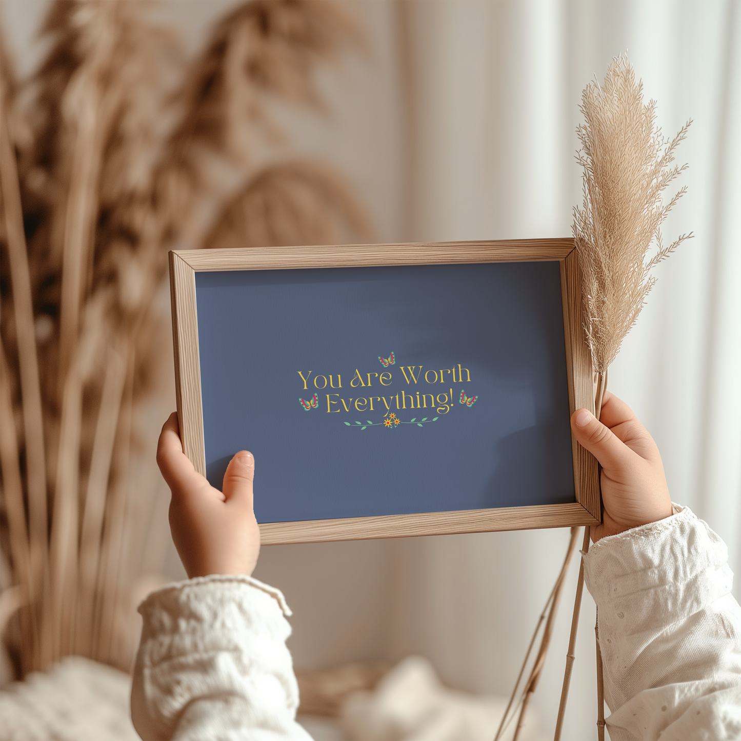 You Are Worth Everything Butterfly Wall Art Nursery Childrens Room Print Digital Download Poster Gift For Child Advocate Childrens Mental Health Empowering Child Advocacy Office Art Print, Teachers, therapists, and counselors, New Mom Gift, Baby Gift.