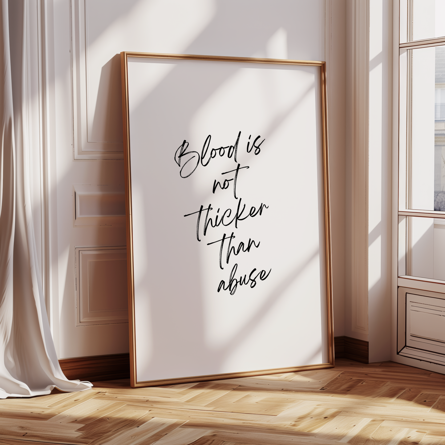 Blood Is Not Thicker Than Abuse Wall Art Print Digital Download Affirmation Poster. Gift For Advocate. Abuse Is Not Love Typography Trendy Art Print. Mental Health Dopamine Decor. Chosen Family Art. Victim Advocate Office Art.
