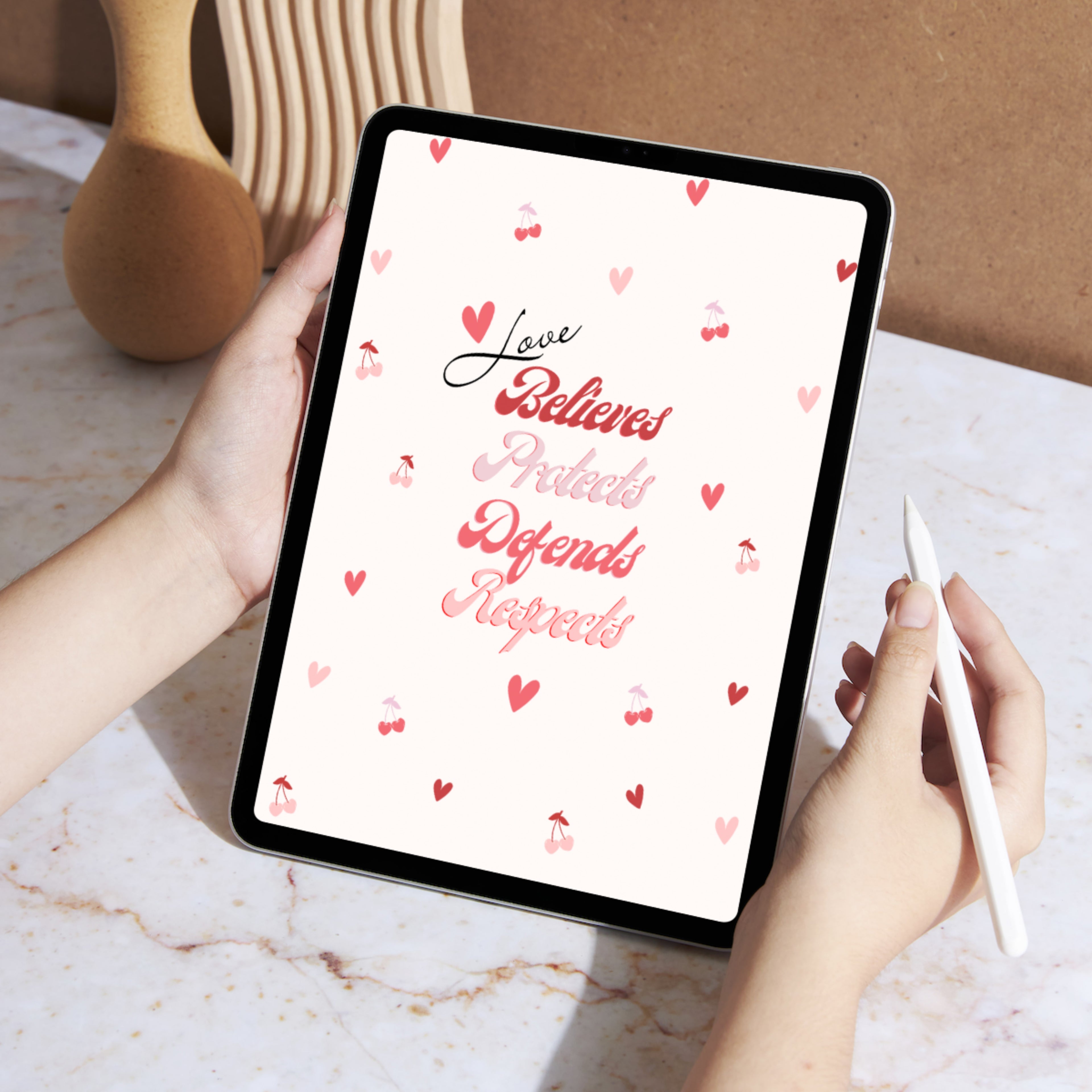 Proudly display the phrase "Love Believes Protects Defends Respects" in a beautiful red and pink retro font. Let your device be a beacon of empowerment reminding everyone what true love is for a survivor. Make your devices your daily affirmations.