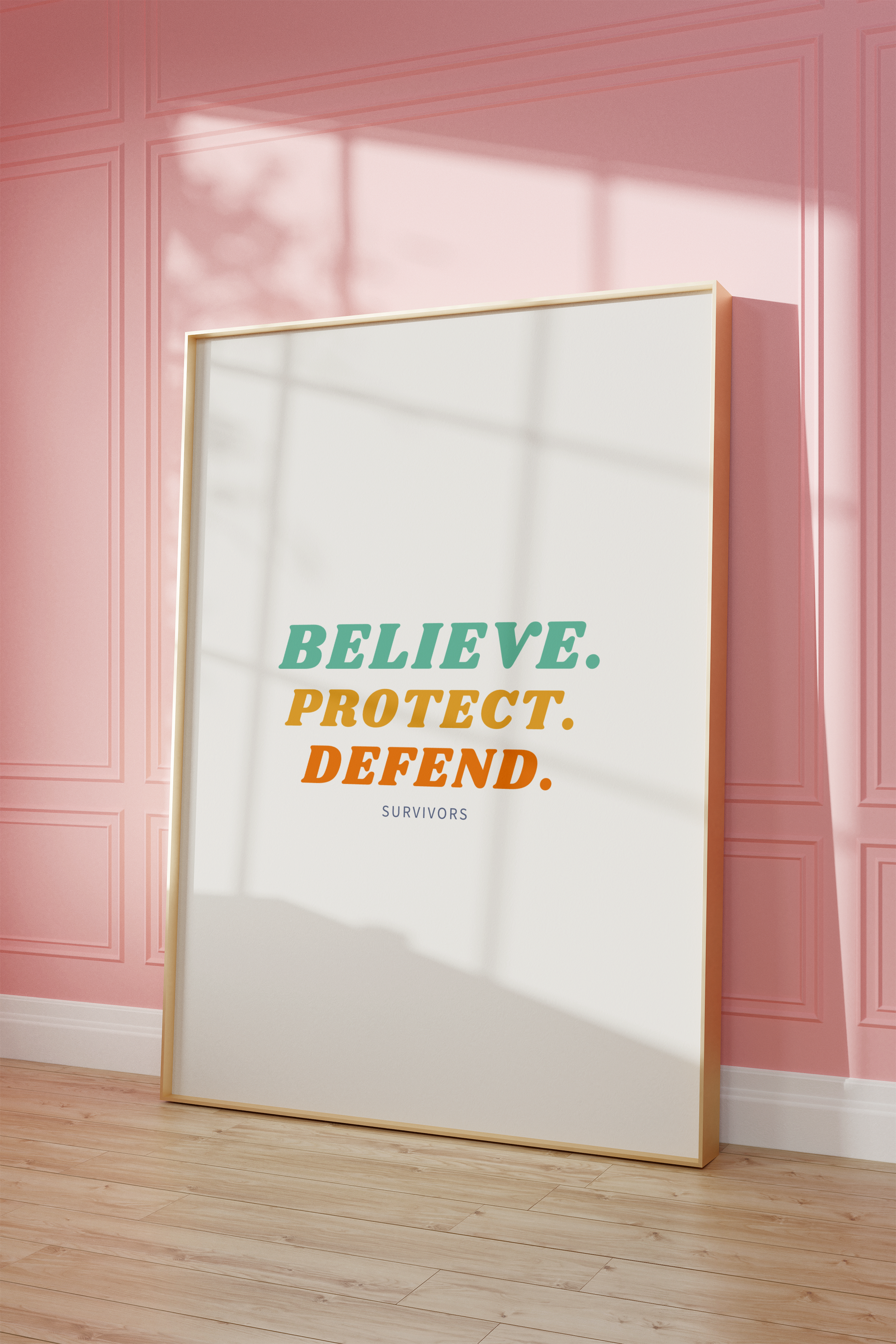 Believe Protect Defend Survivors Retro Wall Art Print Digital Download Affirmation Poster Gift For Advocate Believe Survivors Typography Trendy Art Print Mental Health Dopamine Decor Empowering Dorm Poster Victim Advocate Office Art