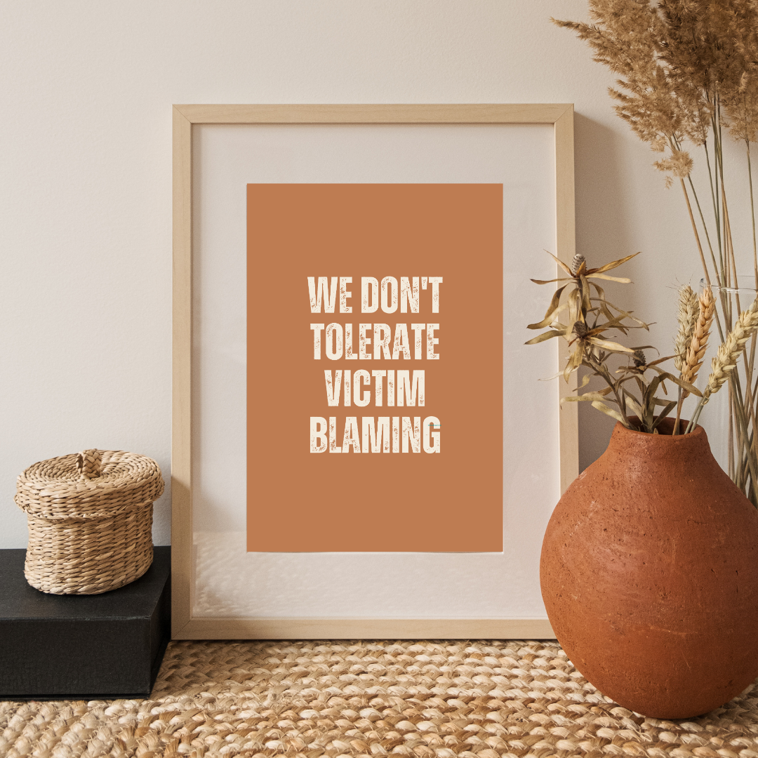 We Dont Tolerate Victim Blaming Boho Asthetic Wall Art Print Digital Download Affirmation Poster Gift For Advocate Believe Survivors Typography Trendy Art Print Mental Health Dopamine Decor Empowering Dorm Poster Victim Advocate Office Art