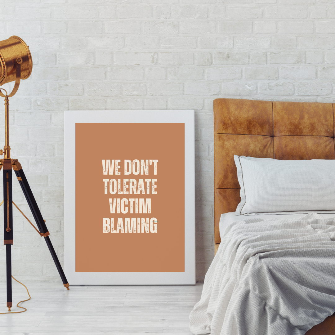 We Dont Tolerate Victim Blaming Boho Asthetic Wall Art Print Digital Download Affirmation Poster Gift For Advocate Believe Survivors Typography Trendy Art Print Mental Health Dopamine Decor Empowering Dorm Poster Victim Advocate Office Art