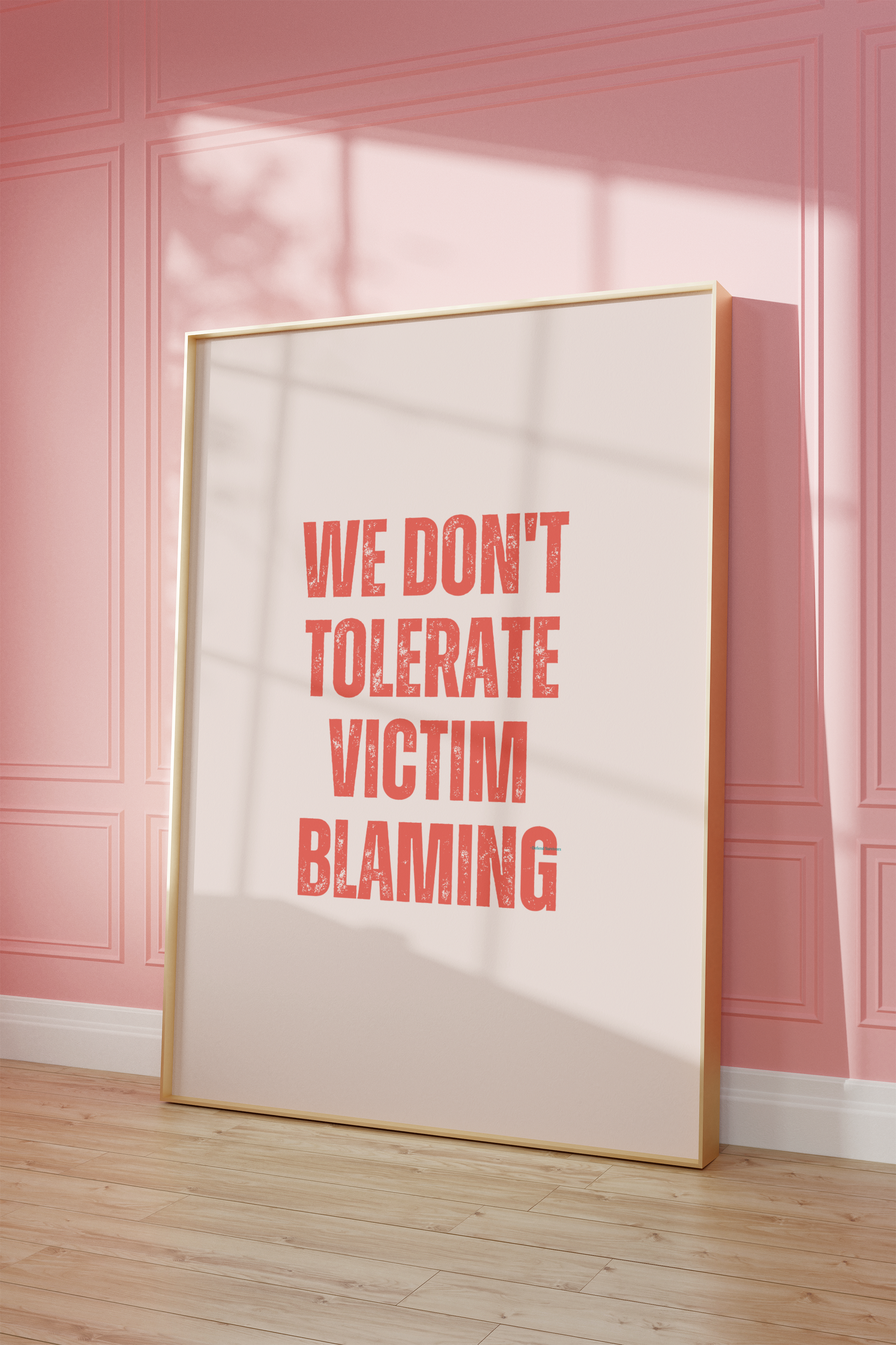 We Dont Tolerate Victim Blaming Neutral Pink and Red Wall Art Print Digital Download Affirmation Poster Gift For Advocate Believe Survivors Typography Trendy Art Print Mental Health Dopamine Decor Empowering Dorm Poster Victim Advocate Office Art