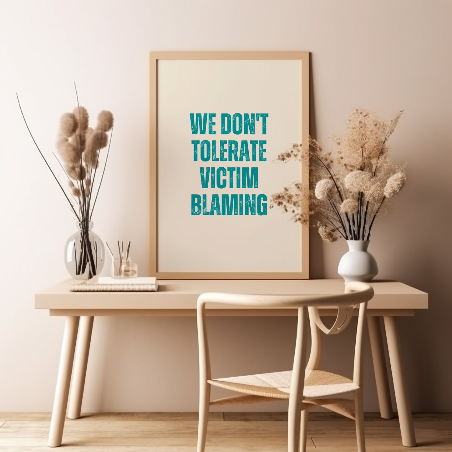 We Dont Tolerate Victim Blaming Neutral Teal Wall Art Print Digital Download Affirmation Poster Gift For Advocate Believe Survivors Typography Trendy Art Print Mental Health Dopamine Decor Empowering Dorm Poster Victim Advocate Office Art