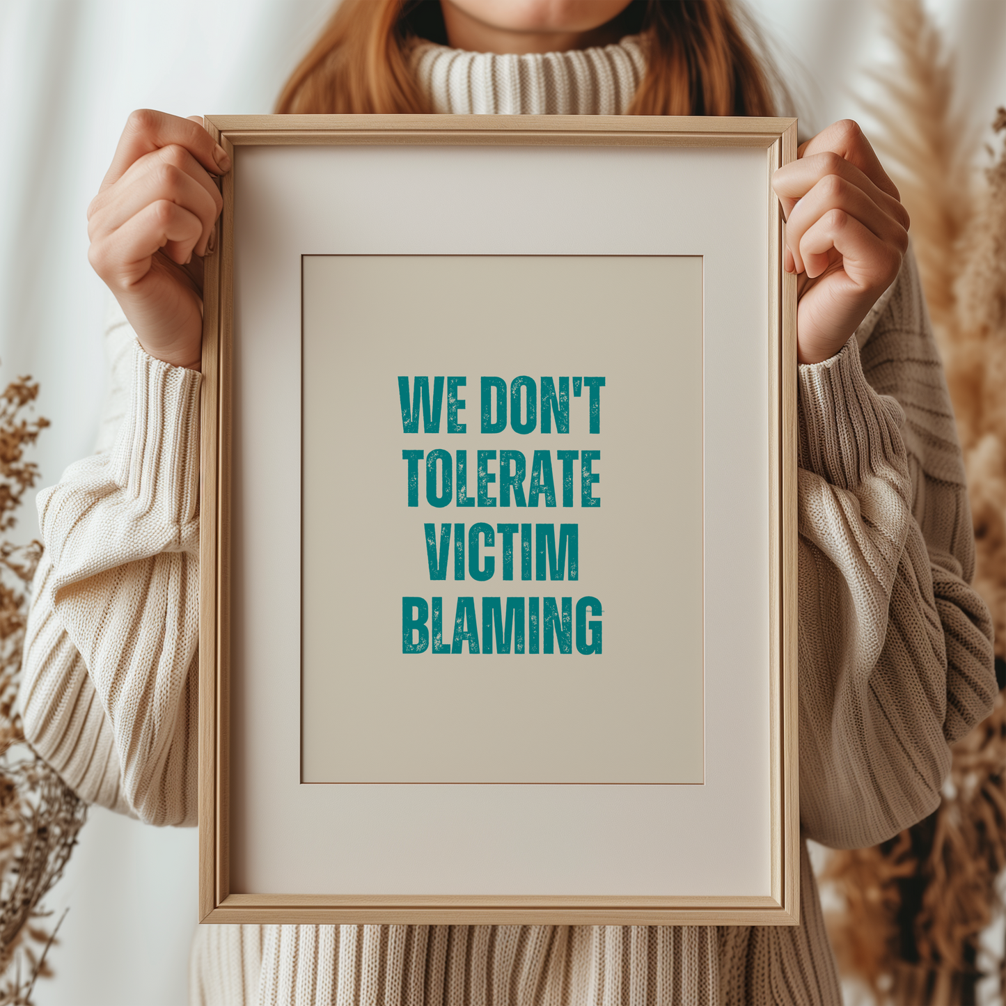 We Dont Tolerate Victim Blaming Neutral Teal Wall Art Print Digital Download Affirmation Poster Gift For Advocate Believe Survivors Typography Trendy Art Print Mental Health Dopamine Decor Empowering Dorm Poster Victim Advocate Office Art